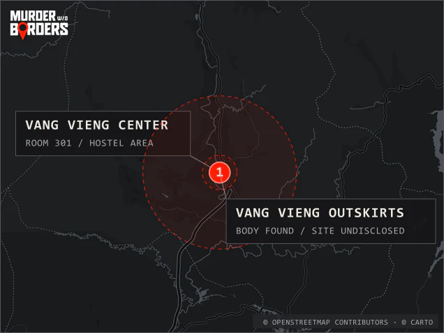 Case locations around Vang Vieng for A Backpacker's Nightmare episode