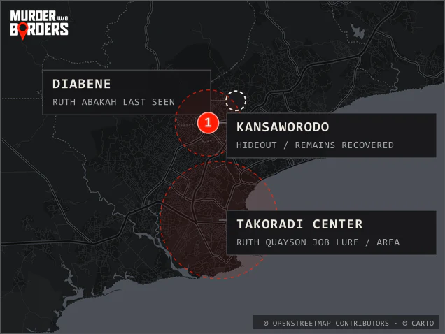 Case locations around Takoradi for Four Girls Gone episode