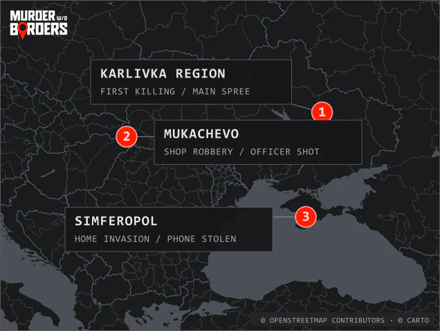 Case locations around Karlivka for The Karlivka Maniac episode