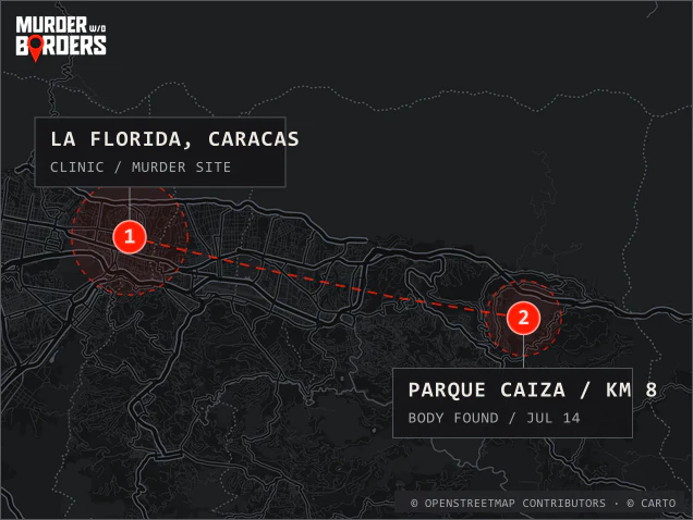 Case locations in Caracas for The Psychiatrist's Couch episode
